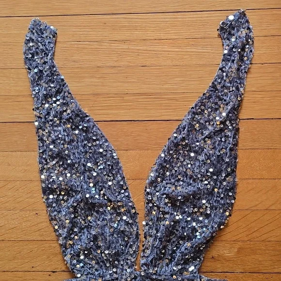 NWT, Alglist, Sequin, Cut-Out, Halter, Mini Dress, Silver, Women's S - Picture 10 of 16